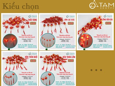 Dây đèn lồng Tết màu đỏ phát sáng [Nhiều kiểu - Điện] DAYDEN-26